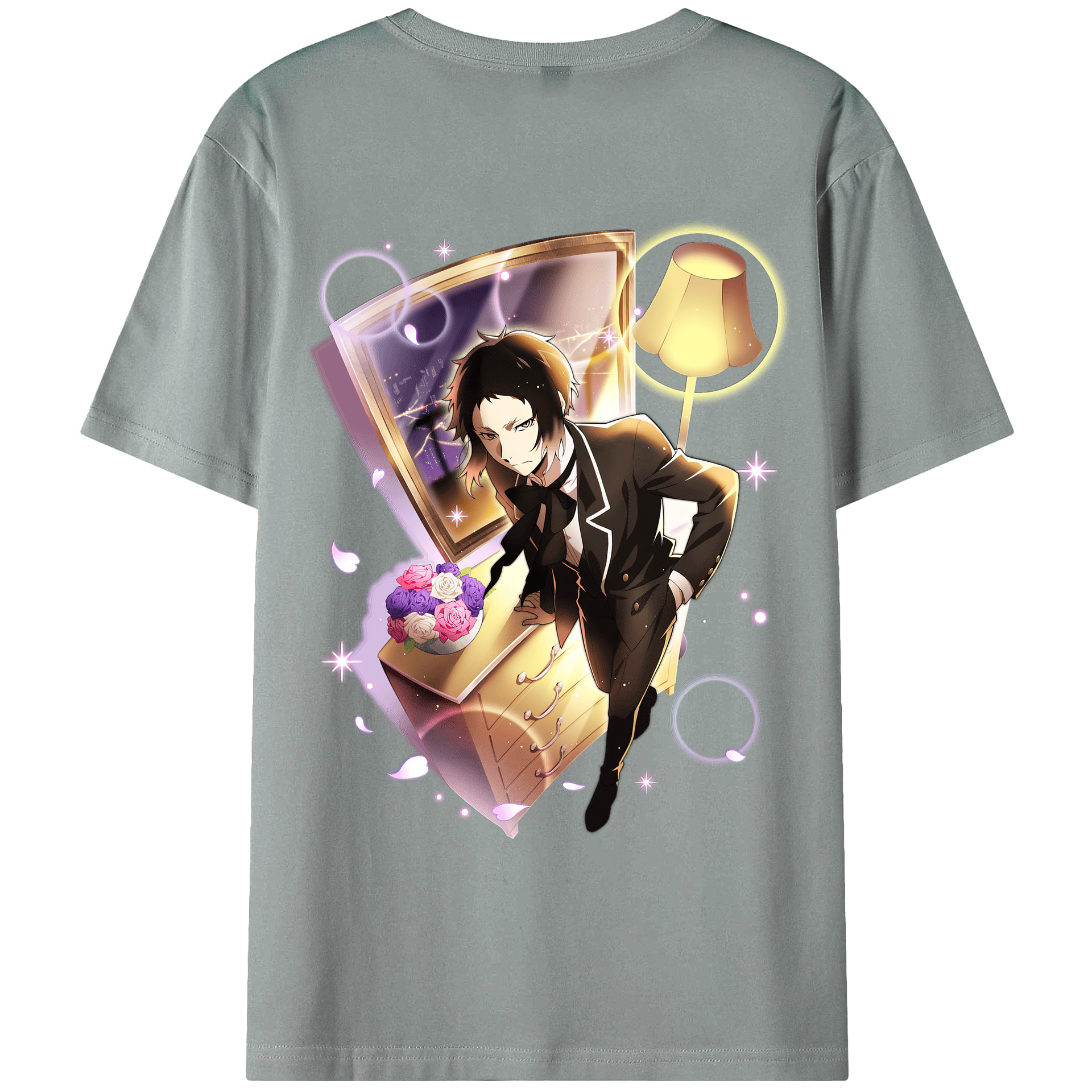 （画像用） 文豪ストレイドッグス Bungo Stray Dogs 綿100％ メンズ半袖Tシャツ（バックプリント） 通気性